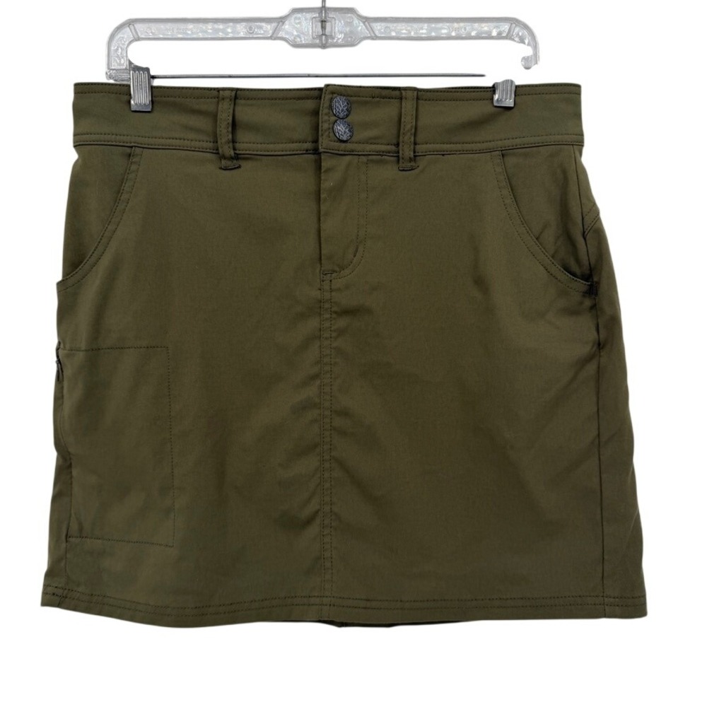 Prana Cargo Mini‎ Skirt Skort Athletic Golf Gorpcore Size 8 Green Casual Netural